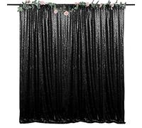 HMQIANG Cortinas tipo telón de fondo de lentejuelas negras de 8 x 8 pies, 1 panel de cortinas de fondo brillante, para decoración de Halloween, fiesta, cumpleaños, boda