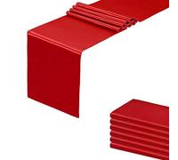 HMQIANG Paquete de 6 caminos de mesa rojos, camino de mesa de satén de 12 x 108 pulgadas de largo, camino de mesa de seda y tela suave para bodas, fiestas, banquetes, decoración de eventos