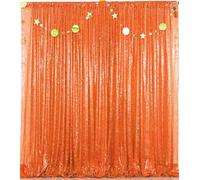 HMQIANG Telón de Fondo de Lentejuelas Naranjas de 2,4 x