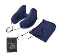 HMRMZBD Almohada para el cuello de viaje en forma de U, almohada inflable H con capucha, almohada para siesta al aire libre, coche, avión de larga distancia
