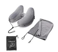 HMRMZBD Almohada para el cuello de viaje en forma de U, almohada inflable H con capucha, almohada para siesta al aire libre, coche, avión de larga distancia