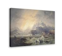 HMS Erebus And Terror in The Antarctic - Póster de John Wilson Carmichael para dormitorio, lienzo decorativo impreso, arte de pared, oficina, habitación, decoración estética, marco de regalo, 20 x 3