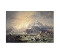 HMS Erebus And Terror in The Antarctic - Póster de John Wilson Carmichael para dormitorio, lienzo decorativo impreso, arte de pared, oficina, habitación, decoración estética, regalo, sin marco, 24