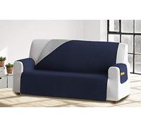 HM'S HOME'SECRET Cubre SOFÁ Reversible con Bolsillos (Marino/Gris, 3 PLAZAS)