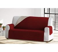 HM'S HOME'SECRET - Funda Cubre Sofá Acolchado Reversible con Bolsillos (Granate/Beige, 4 Plazas) Mayor Confort.