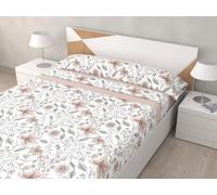 HM'S HOME'SECRET Juego de Sábanas de 100% Microfibra, 3 Piezas, Varios Modelos y Tamaños. (Flor Beige, Cama 105cm)