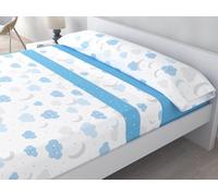 HM'S HOME'SECRET Juego de Sábanas de 100% Microfibra, 3 Piezas, Varios Modelos y Tamaños. (Infantil Nubes Azul, Cama 105cm)