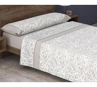 HM'S HOME'SECRET Roomers 2026 Juego de sábanas Estampadas Calidad 30/30 144 Hilos, 50% poliéster y 50% algodón 15 Diseños en 2 Colores (Lucia Beige, Cama 150m + 1 Funda Almohada)