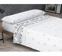 HM'S HOME'SECRET Roomers Juego de sábanas Estampadas Calidad 30/30 144 Hilos, 50% poliéster y 50% algodón 15 Diseños en 2 Colores (Bruma Gris, Cama 150cm 2 Almohadas)