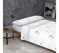 HM'S HOME'SECRET Roomers Juego de sábanas Estampadas Calidad 30/30 144 Hilos, 50% poliéster y 50% algodón 10 Diseños en 2 Colores. (Cielo Beige, Cama 150cm)