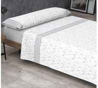 HM'S HOME'SECRET Roomers Juego de sábanas Estampadas Calidad 30/30 144 Hilos, 50% poliéster y 50% algodón 15 Diseños en 2 Colores (Alba Gris, Cama 90cm)