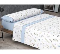 HM'S HOME'SECRET Roomers Juego de sábanas Estampadas Calidad 30/30 144 Hilos, 50% poliéster y 50% algodón 15 Diseños en 2 Colores (Brisa Azul, Cama 180cm)