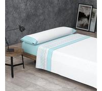 HM'S HOME'SECRET Roomers Juego de sábanas Estampadas Calidad 30/30 144 Hilos, 50% poliéster y 50% algodón 10 Diseños en 2 Colores. (Cristal Aqua, Cama 150cm 2 Almohadas)