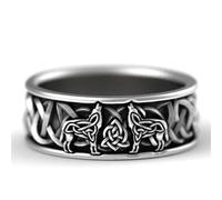 Hmsanase Anillo Anillos Mujer Hombre Rings Anillos Hombre Clásico Patrón De Lobo Gigante 8 Plata