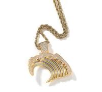 Hmsanase Collar Colgante Cadena Hombre Mujer Joyas Necklace Collar Hip Hop Colgante Personalizado Diamond Wave 金色吊坠+3Mm24Inch麻花链