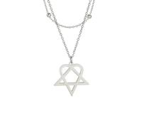 Hmsanase Collar Colgante Cadena Hombre Mujer Joyas Necklace Heartagram Star Colgante Collar Corazón Cadena Pentagonal Collar para Mujer Pareja Style2S