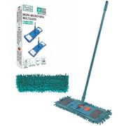 HMT HERRAMITIENDA Mopa Fregona de Microfibra Chenilla con Palo Telescópico (120cm) - Fregona Giratoria 360° para Suelo, Pared y Techo - Atrapapolvo con 2 Recambios de Chenilla Lavables