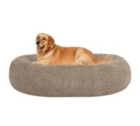 HMTOPE Cama ortopédica para perros redonda, cojín para perros, sofá para gatos y perros, cesta de dona acogedora para perros, lavable, 100 cm Ø, color marrón camello