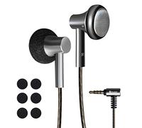 Hmusic Auriculares de cabeza plana, 14,2 mm dinámico, con cable, sonido estéreo de alta fidelidad, auriculares clásicos con micrófono y control de volumen para música, deportes, correr