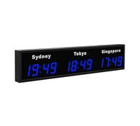 HMWOKPOT Reloj Mundial LED con 3, 4 Y 5 Ciudades, con Zonas Horarias Mundiales. Reloj Digital con Múltiples Zonas Horarias, 12 Y 24 Horas.,Azul,3City