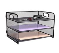 HMXLJJY Bandeja organizadora de cartas de papel A4 de 3 niveles con asa, bandeja organizadora de escritorio de malla, bandeja de cartas, soportes para bandejas de documentos de escritorio, estante de