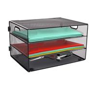 HMXLJJY Bandeja organizadora de cartas de papel A4 de 4 niveles con asa, bandeja organizadora de escritorio de malla, bandeja de cartas, soportes para bandejas de documentos de escritorio, estante de