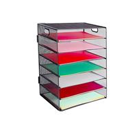 HMXLJJY Bandeja organizadora de cartas de papel A4 de 7 niveles con asa, bandeja organizadora de escritorio de malla, bandeja de cartas, soportes para bandejas de documentos de escritorio, estante de