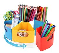 HMXLJJY Organizador de Escritorio para Giratorio, 7 Compartimentos, Portalapices Escritorio Giratorio Colorido, Organizador de Suministros de Arte Lapices Rotuladores, Lapiceros para Escuela