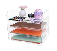 HMXLJJY Organizador de papel, bandeja para cartas, organizador de archivos de escritorio apilable, organizador de archivos transparente para escritorio, organizador de oficina para archivos, iPad