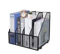 HMXLJJY Revistero de malla metálica A4, soporte de documentos de escritorio de 4 secciones, estante de almacenamiento de archivos de oficina para escritorio, organizador de papel, estante de archivo,