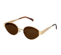 Hmxpls Lentes de sol ovalados retro para mujeres y hombres, lentes de sol vintage de los años 90, bonitos lentes de sol modernos y modernos, Dorado, Marrón (Gold Brown), Talla única