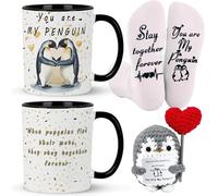 HMYHONDI Regalo San Valentín Hombre,Regalo San Valentín,Pingüino Muñeca,Taza Pingüinos,Calcetines Divertidos,Regalo Original para Enamorados,Romántica para Aniversario,Regalo de Novios,Pareja
