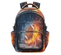 HMZXZ American Football Ball - Mochila escolar para niños con bolsillo frontal transparente de PVC, soporte para botella de agua y compartimento para laptop, bolsa de libros para adolescentes, mochila