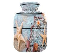 HMZXZ Botella de agua caliente con tapa, arena de playa, estrella de mar, capacidad temática de PVC, bolsa de agua caliente para aliviar el dolor, pies, calambres menstruales