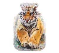 HMZXZ Botella de agua caliente con tapa, bonita pintura de tigre de 2 litros, bolsa de agua caliente con temática de PVC para aliviar el dolor, pies, calambres menstruales