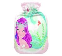 HMZXZ Botella de agua caliente con tapa, bonita Sirenita de 2 litros, bolsa de agua caliente con temática de PVC para aliviar el dolor, pies, calambres menstruales