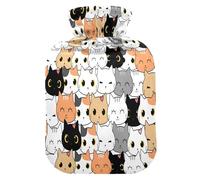 HMZXZ Botella de agua caliente con tapa, cabeza de gatito de gato de 2 litros, bolsa de agua caliente con temática de PVC para aliviar el dolor, pies, calambres menstruales