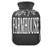 HMZXZ Botella de agua caliente con tapa, casa de campo Welcome to The Farmhouse acogedora bolsa de agua caliente de 2 L con temática de PVC para aliviar el dolor, pies, calambres menstruales