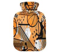 HMZXZ Botella de agua caliente con tapa, diseño abstracto de baloncesto moderno de 2 litros, bolsa de agua caliente con temática de PVC para aliviar el dolor, pies, calambres menstruales