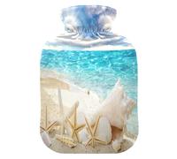 HMZXZ Botella de agua caliente con tapa, diseño de estrella de mar, conchas de mar, 2 litros, con temática de PVC, bolsa de agua caliente para aliviar el dolor, pies, calambres menstruales