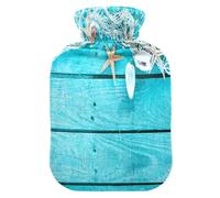 HMZXZ Botella de agua caliente con tapa, diseño de estrella de mar de madera, 2 litros, bolsa de agua caliente para aliviar el dolor, pies, calambres menstruales