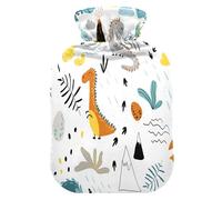 HMZXZ Botella de agua caliente con tapa, diseño de montañas de dinosaurios de 2 litros, bolsa de agua caliente con temática de PVC para aliviar el dolor, pies, calambres menstruales