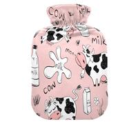 HMZXZ Botella de agua caliente con tapa, divertida leche de vaca, 2 litros, bolsa de agua caliente con temática de PVC para aliviar el dolor, pies, calambres menstruales