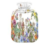 HMZXZ Botella de agua caliente con tapa, hierbas y flores silvestres, 2 litros, capacidad temática de PVC, bolsa de agua caliente para aliviar el dolor, pies, calambres menstruales