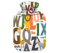 HMZXZ Botella de agua caliente con tapa, letras animales 2L PVC capacidad temática bolsa de agua caliente para alivio del dolor, pies, calambres menstruales