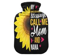 HMZXZ Botella de agua caliente con tapa, My Greatest Blessings Call Me Mom and Nana 2L PVC Temática Capacidad Bolsa de agua caliente para alivio del dolor, pies, calambres menstruales