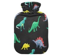 HMZXZ Botella de agua caliente con tapa, personajes de dibujos animados de dinosaurios, capacidad temática de PVC, bolsa de agua caliente para aliviar el dolor, pies, calambres menstruales