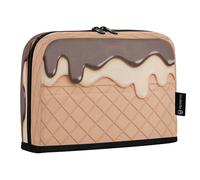 HMZXZ Estuche de pie para lápices, helado de chocolate y vainilla, bolsa de gran capacidad para niños y niñas, estuche multicapa para lápices, organizador de papelería, color crema para la escuela y