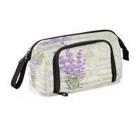 HMZXZ Estuche grande para niñas y niños, diseño de flores de lavanda, para suministros escolares, oficina, papelería, organizador de lápices, postal vintage para adultos y mujeres