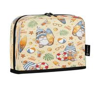HMZXZ Estuche para lápices de pie, diseño de gnomo de verano, bolsa de gran capacidad para niños y niñas, estuche multicapa para lápices, organizador de papelería, hojas de palma tropicales para la